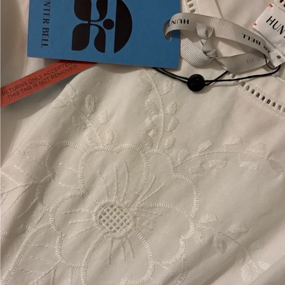 NWT Hunter Bell Womens Marley White Lace Embroidered Flutter Sleeve Sun Dress 8 - Picture 10 of 13